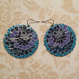 Blue & purple flower Earrings